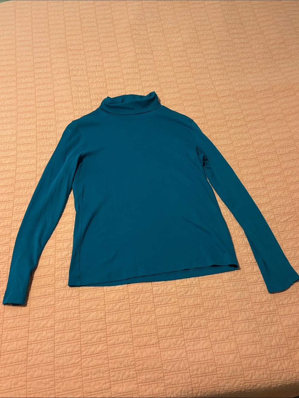 St. John's Bay Teal Long-Sleeve Mock Neck Top.  Size M. 100% cotton.